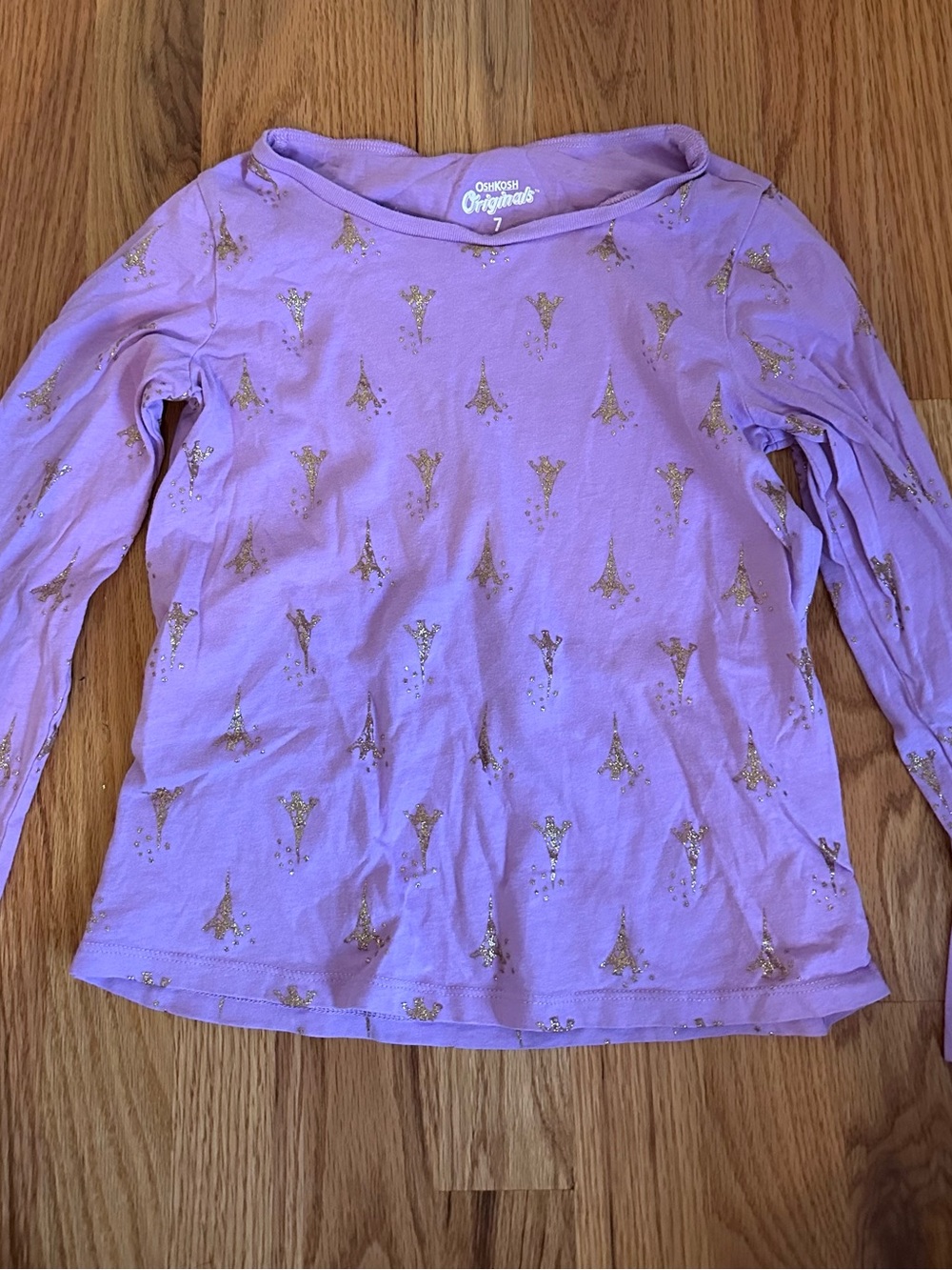 OshKosh B'gosh Lavender Long-Sleeve Tee with Gold Eiffel Towers